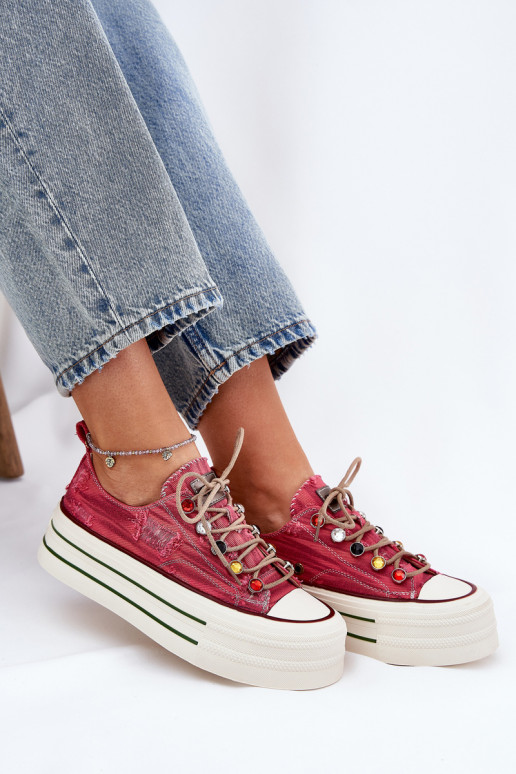 Laisvalaikio bateliai su platforma GOE RR2N4104 raudonos spalvos