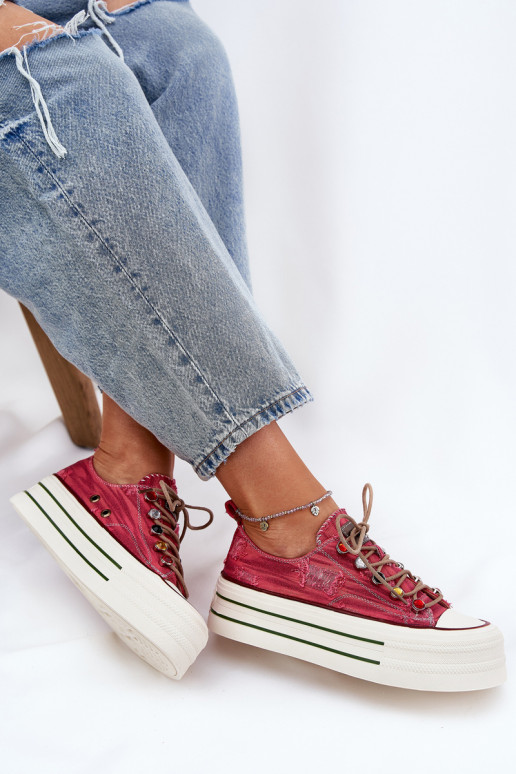 Laisvalaikio bateliai su platforma GOE RR2N4104 raudonos spalvos