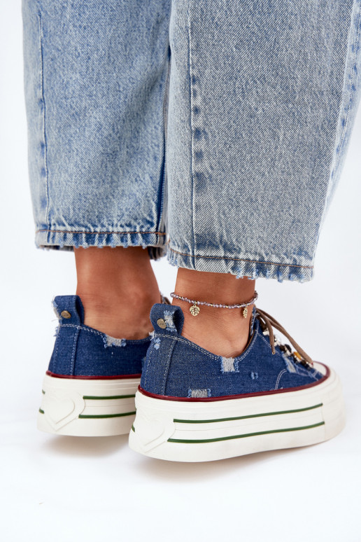 Laisvalaikio bateliai su platforma GOE RR2N4103 tamsiai mėlynos spalvos