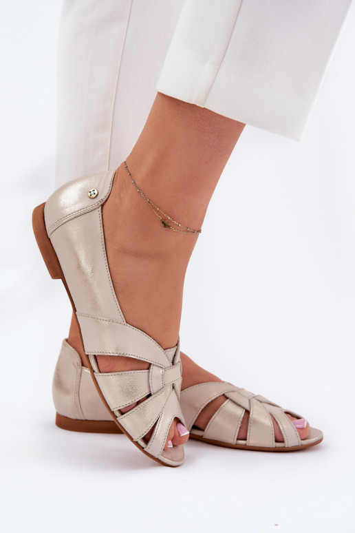 Balerinos  Z Odkrytymi Palcami  06908-25/001-1 aukso spalvos Przecierany