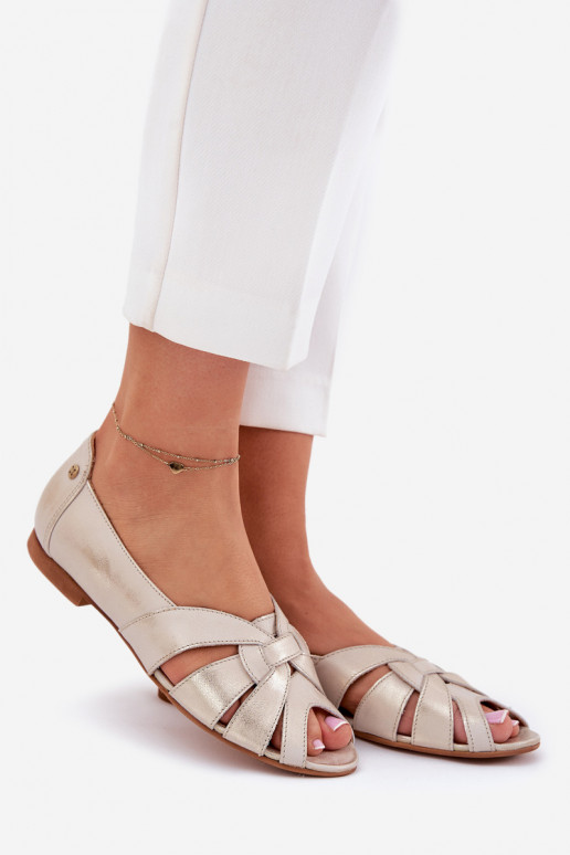 Balerinos  Z Odkrytymi Palcami  06908-25/001-1 aukso spalvos Przecierany