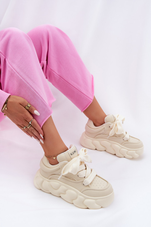    modelio batai  su platforma GOE RR2N4043 smėlio spalvos