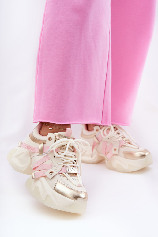    modelio batai  su madingais masyviais padais GOE RR2N4031 smėlio spalvos