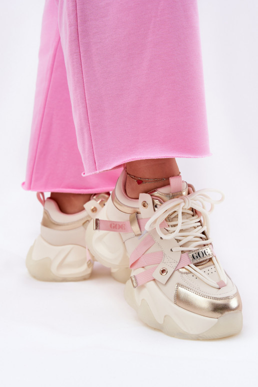    modelio batai  su madingais masyviais padais GOE RR2N4031 smėlio spalvos