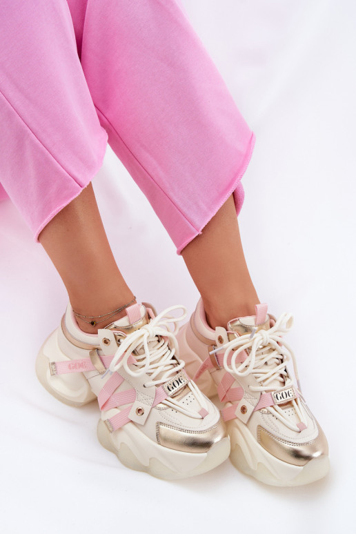    modelio batai  su madingais masyviais padais GOE RR2N4031 smėlio spalvos