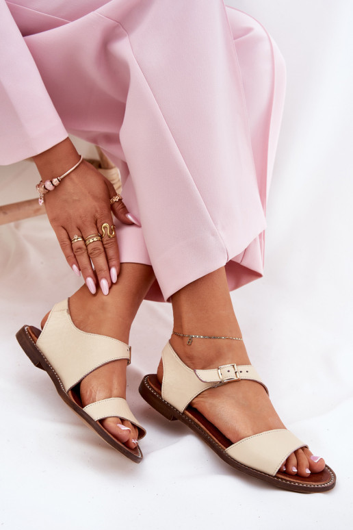   Lygiapadės basutės moterims Zazoo 3014 smėlio spalvos