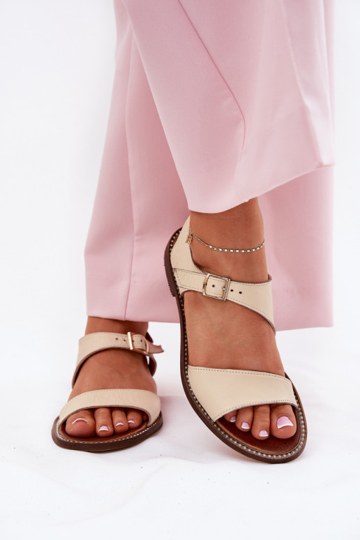   Lygiapadės basutės moterims Zazoo 3014 smėlio spalvos