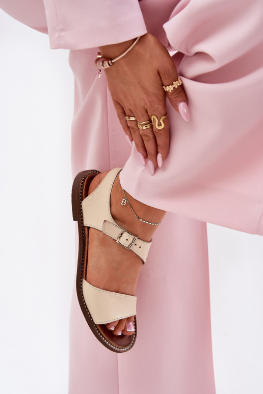   Lygiapadės basutės moterims Zazoo 3014 smėlio spalvos