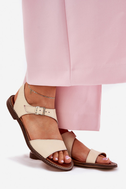   Lygiapadės basutės moterims Zazoo 3014 smėlio spalvos