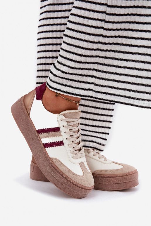    modelio batai  su platforma Zazoo N1234 smėlio spalvos-bordo spalvos