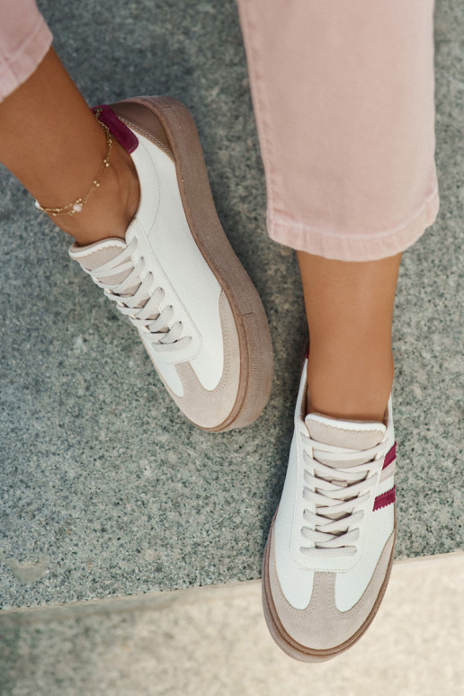    modelio batai  su platforma Zazoo N1234 smėlio spalvos-bordo spalvos