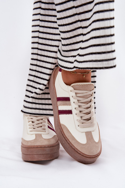    modelio batai  su platforma Zazoo N1234 smėlio spalvos-bordo spalvos