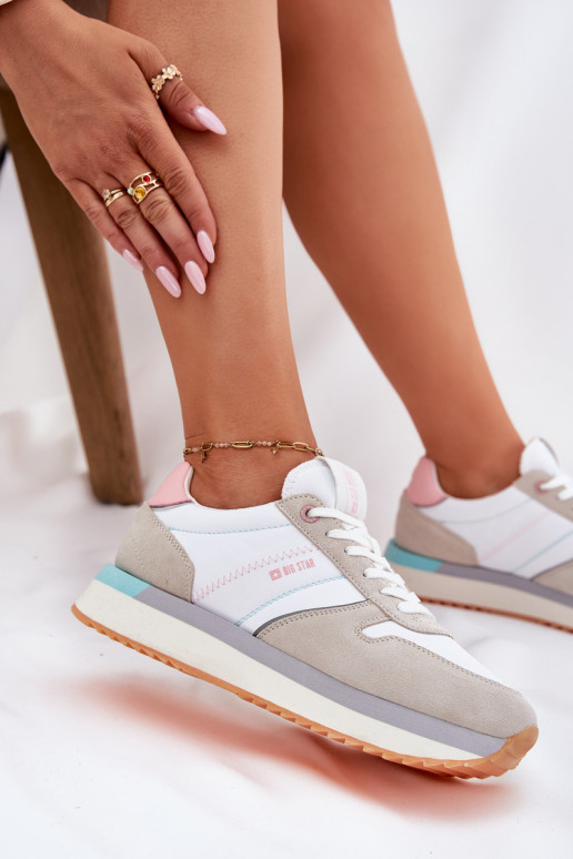 iš zomšos  modelio batai  Big Star RR274A047 HI-POLY SYSTEM smėlio spalvos-baltos spalvos