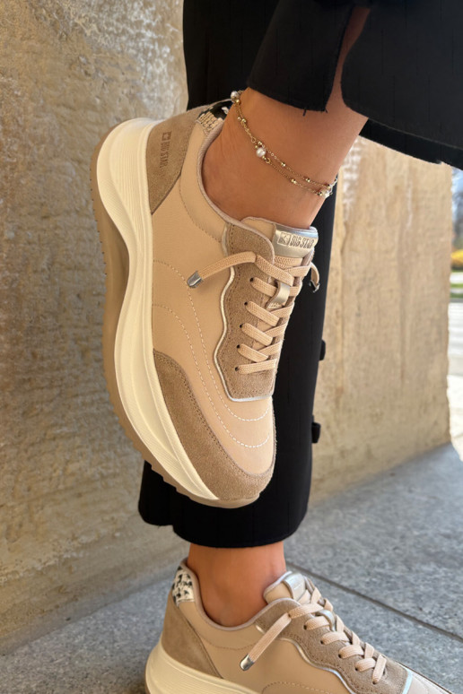 iš zomšos  modelio batai  su platforma Big Star RR274A345 HI-POLY SYSTEM smėlio spalvos