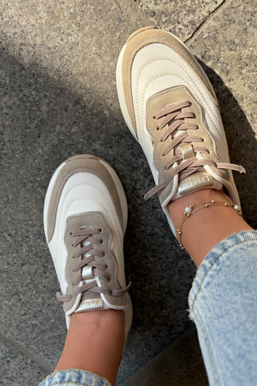 iš zomšos  modelio batai  su platforma Big Star RR274A344 HI-POLY SYSTEM smėlio spalvos