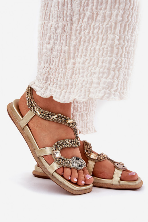 Moteriškos basutės  su gyvatės odos imitacija Eko   Artiker 56C1362 aukso spalvos