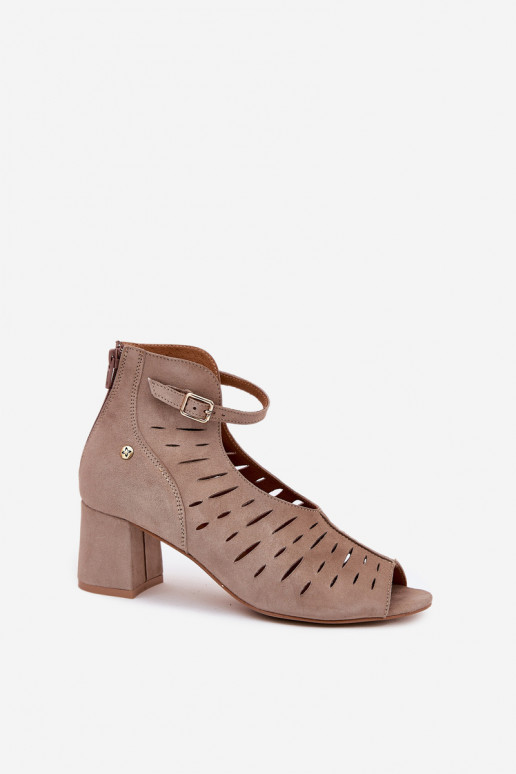 iš zomšos Moteriški aulinukai  06893-10 smėlio spalvos