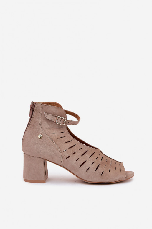 iš zomšos Moteriški aulinukai  06893-10 smėlio spalvos