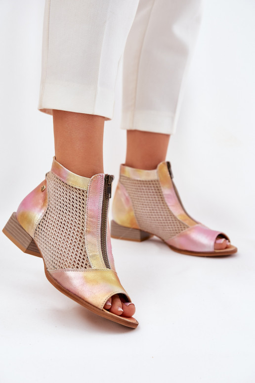 Aulinukai  su plačiais kulniukais Z Odkrytymi Palcami  06413-15 rožinės-oranžinės spalvos