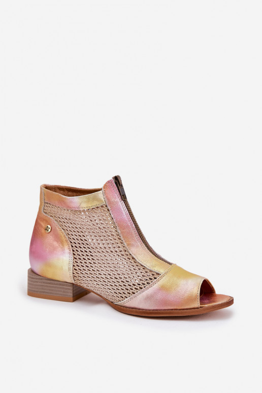 Aulinukai  su plačiais kulniukais Z Odkrytymi Palcami  06413-15 rožinės-oranžinės spalvos