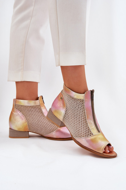 Aulinukai  su plačiais kulniukais Z Odkrytymi Palcami  06413-15 rožinės-oranžinės spalvos