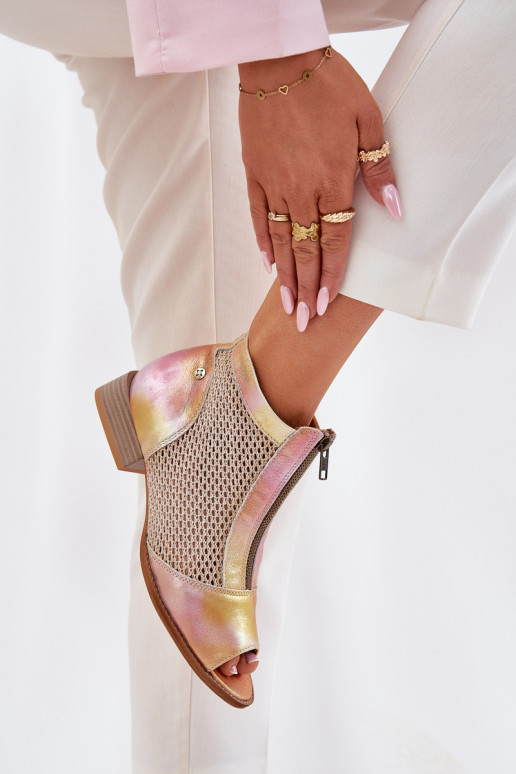 Aulinukai  su plačiais kulniukais Z Odkrytymi Palcami  06413-15 rožinės-oranžinės spalvos