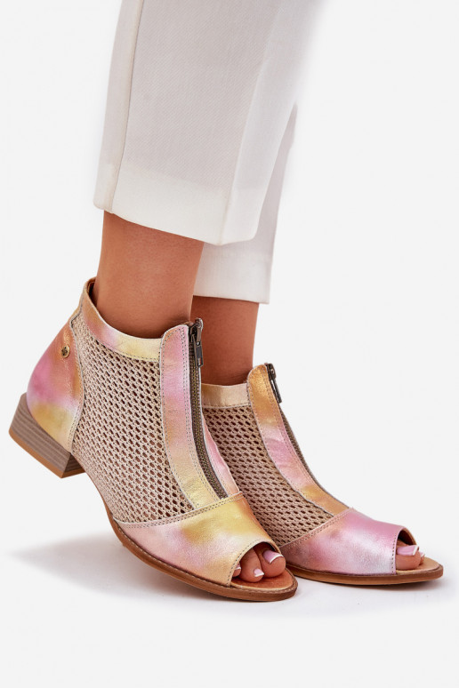 Aulinukai  su plačiais kulniukais Z Odkrytymi Palcami  06413-15 rožinės-oranžinės spalvos