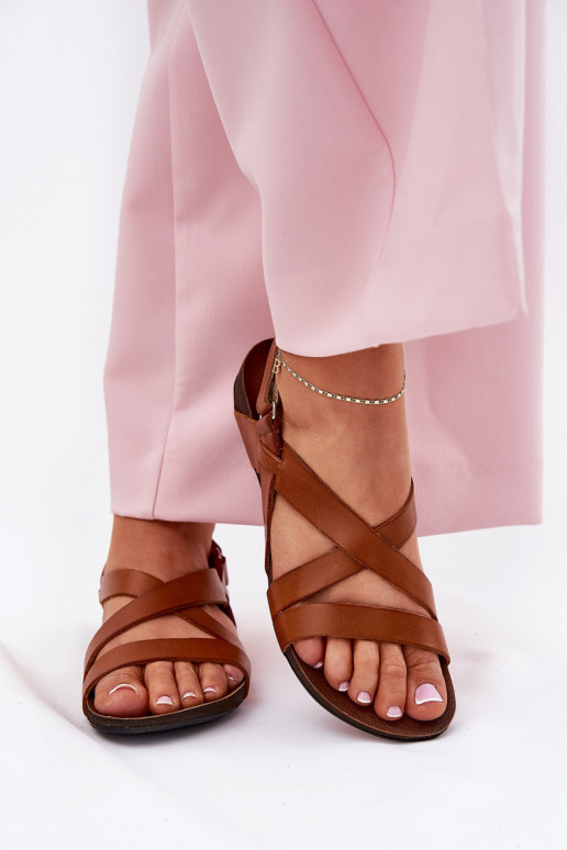 lygiapadžiai Moteriškos basutės  Zazoo 40032 rudos spalvos