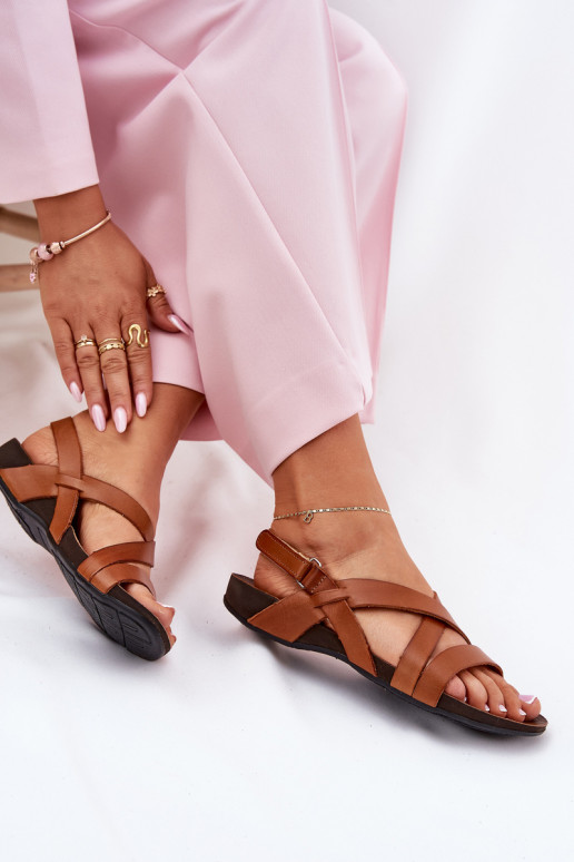 lygiapadžiai Moteriškos basutės  Zazoo 40032 rudos spalvos