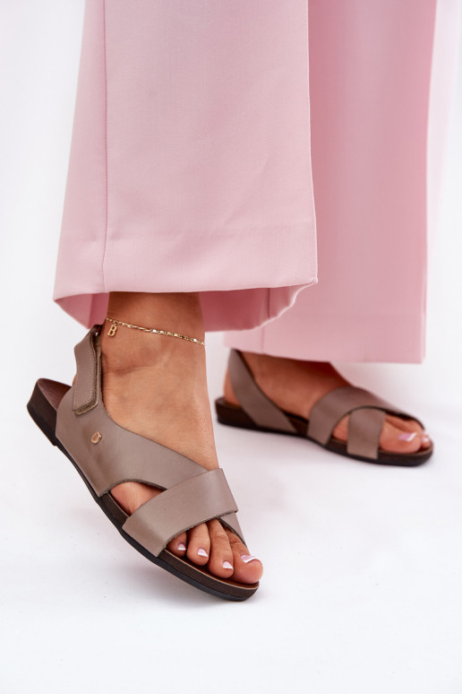 Moteriškos basutės su lipniais užsegimais Zazoo 40141 smėlio spalvos