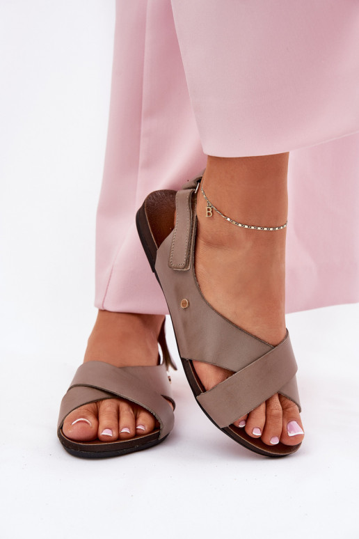 Moteriškos basutės su lipniais užsegimais Zazoo 40141 smėlio spalvos