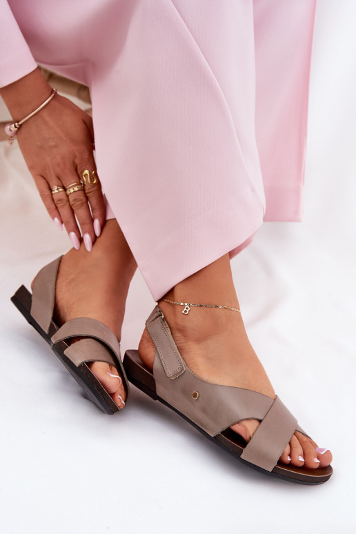 Moteriškos basutės su lipniais užsegimais Zazoo 40141 smėlio spalvos