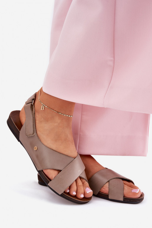 Moteriškos basutės su lipniais užsegimais Zazoo 40141 smėlio spalvos