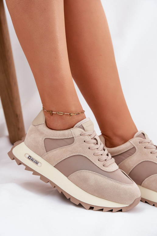 iš zomšos  modelio batai su platforma  Big Star RR274897 HI-POLY SYSTEM smėlio spalvos