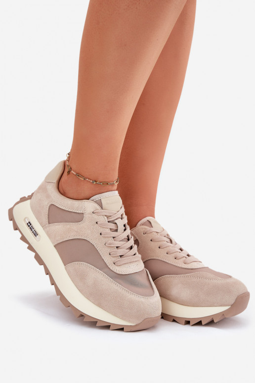 iš zomšos  modelio batai su platforma  Big Star RR274897 HI-POLY SYSTEM smėlio spalvos