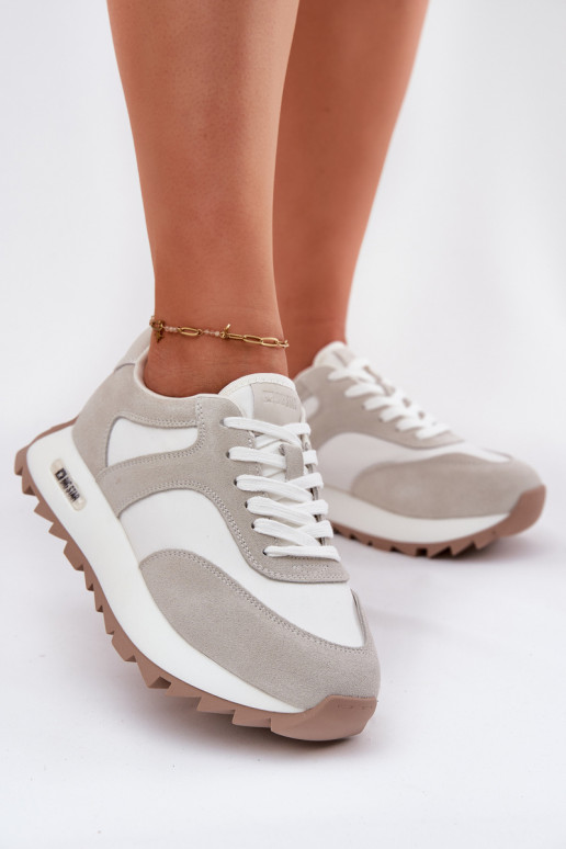 iš zomšos  modelio batai su platforma  Big Star RR274896 HI-POLY SYSTEM Baltos-pilkos spalvos