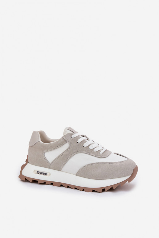 iš zomšos  modelio batai su platforma  Big Star RR274896 HI-POLY SYSTEM Baltos-pilkos spalvos