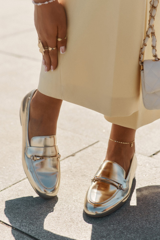   batai moteriški mokasinai  K6809-25 aukso spalvos