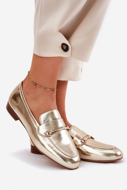   batai moteriški mokasinai  K6809-25 aukso spalvos