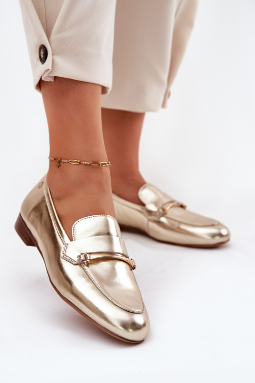   batai moteriški mokasinai  K6809-25 aukso spalvos