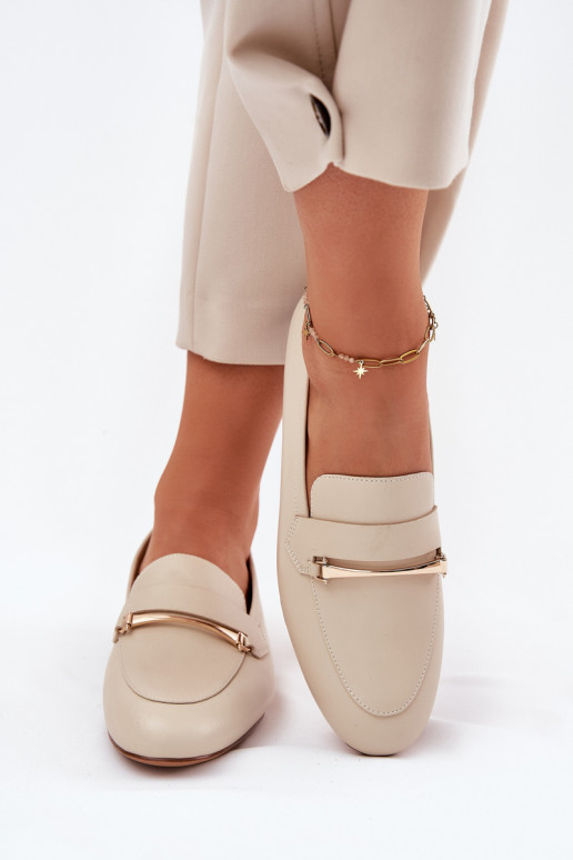   batai moteriški mokasinai  K6809-04 smėlio spalvos