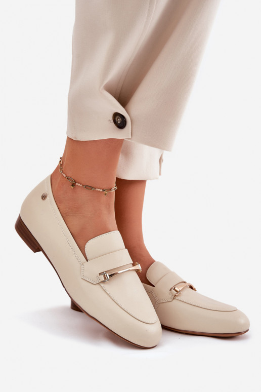   batai moteriški mokasinai  K6809-04 smėlio spalvos