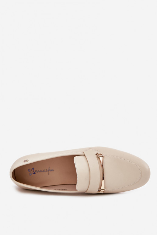   batai moteriški mokasinai  K6809-04 smėlio spalvos