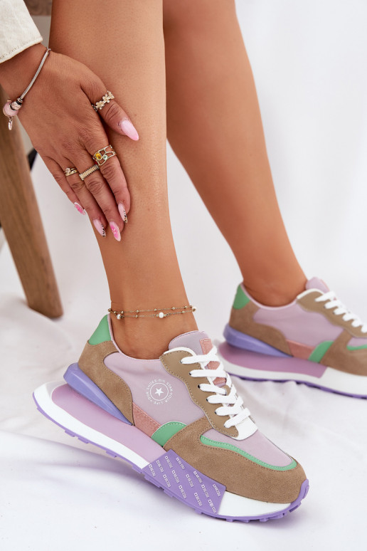 iš zomšos  modelio batai  su platforma Big Star RR274815 HI-POLY SYSTEM rožinės spalvos