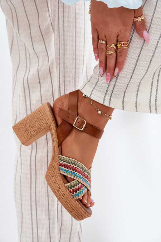 Moteriškos basutės su kulniukais  kach Zazoo 40460 rudos spalvos