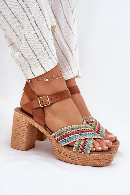 Moteriškos basutės su kulniukais  kach Zazoo 40460 rudos spalvos