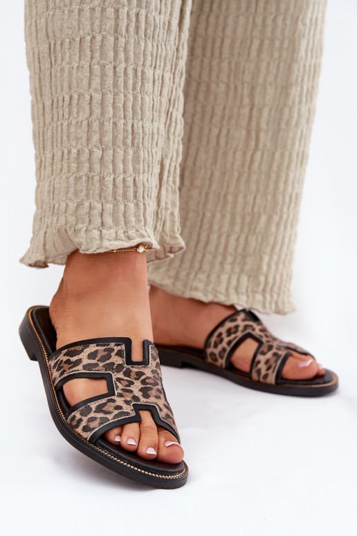   lygiapadžiai Šlepetės su leopardo kailio raštais Zazoo 40383 Juodos spalvos