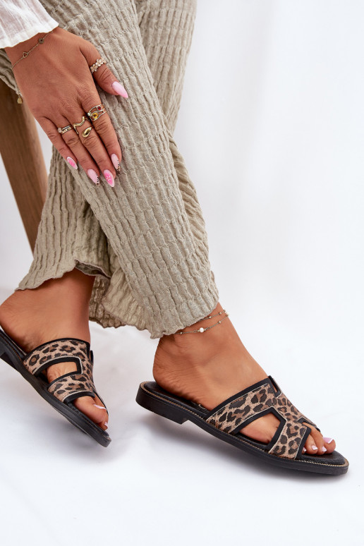   lygiapadžiai Šlepetės su leopardo kailio raštais Zazoo 40383 Juodos spalvos