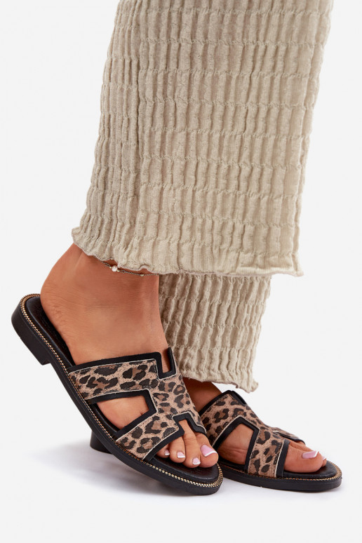   lygiapadžiai Šlepetės su leopardo kailio raštais Zazoo 40383 Juodos spalvos