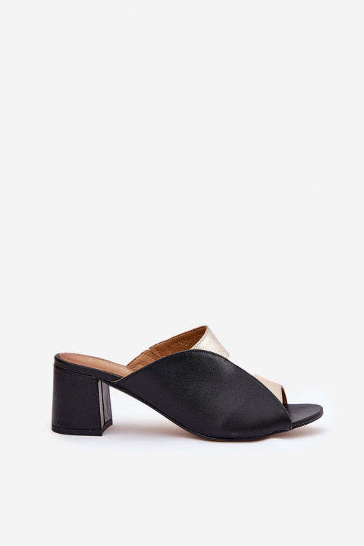 Šlepetės  su kulniukais  06943-25 Juodos ir-aukso spalvos